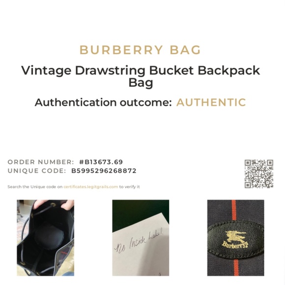 Vintage Burberry Bag COA Nova Check Drawstring Bucket Backpack Navy - Picture 2 of 15